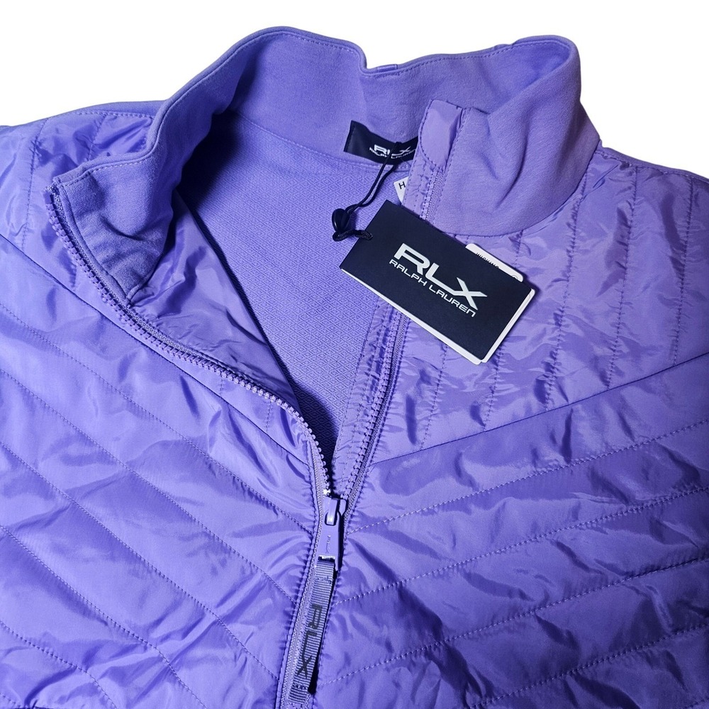RLX Ralph Lauren Golf Performance Quilted Jacket Wome XL Purple Wicking Full Zip